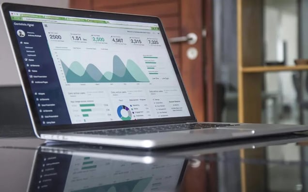 laptop showing data synchronization results